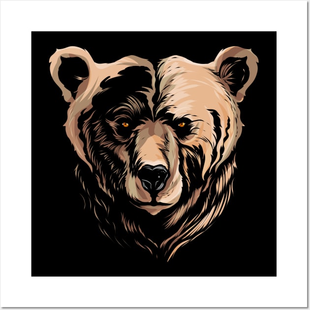 Bear Grizzly Face View Head Wall Art by SinBle